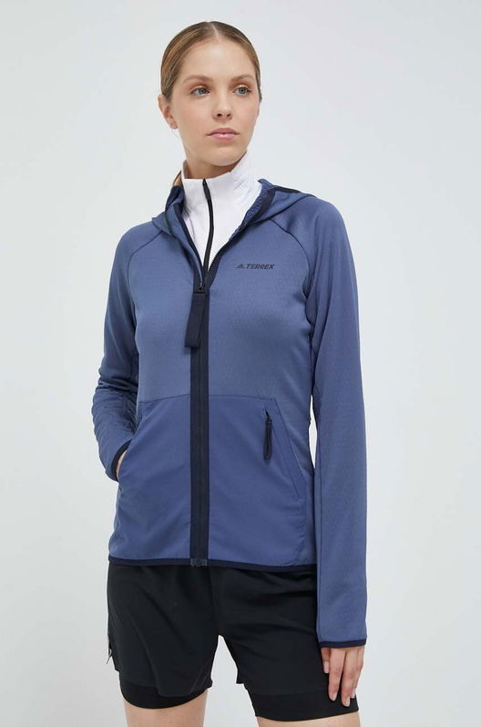 Adidas TERREX Hanorac Tech Flooce Cu Glugă, Neted Dama Albastru, Cu Elastan