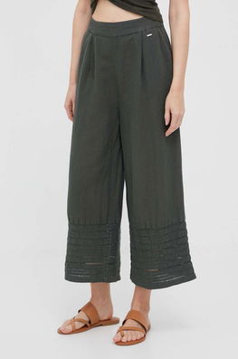 Pepe Jeans Pantaloni Din In Feva Culoarea Verde, Lat, High Waist Dama