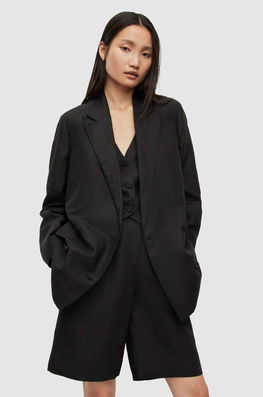 AllSaints Blazer Din Amestec De In Culoarea Negru, Oversize, Neted Dama, Panza