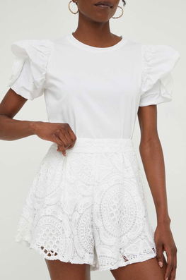Answear Lab Pantaloni Scurti Femei, Culoarea Alb, Modelator, High Waist Dama, Panza