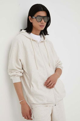 American Vintage Bluza Barbati, Culoarea Bej, Cu Glugă, Melanj Bărbaţi