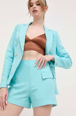 Morgan Pantaloni Scurti Femei, Neted, High Waist Dama Albastru, Panza