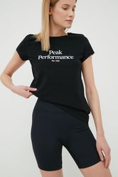 Peak Performance Pantaloni Scurti Femei, Culoarea Negru, Neted, Medium Waist Dama, Tricotaj