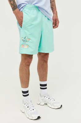 Adidas Originals Pantaloni Scurti POLY Barbati, Culoarea Verde Bărbaţi, Panza, Model Print