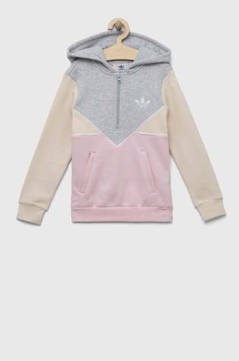Adidas Originals Bluza Copii Culoarea Gri, Cu Glugă, Modelator, Model Print