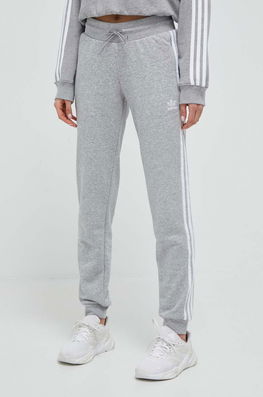 Adidas Originals Pantaloni De Trening Culoarea Gri, Melanj Dama, Tricotaj