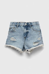 Sisley Pantaloni Scurti Din Denim Pentru Copii Cu Imprimeu, Talie Reglabila Albastru, Bumbac, Casual