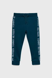 Tommy Hilfiger Pantaloni De Trening Pentru Copii Culoarea Verde, Cu Imprimeu, Tricotaj, Model Print