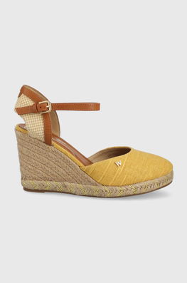 Wrangler Espadrile Brava Culoarea Galben, Toc Pana Dama, Textil, Toc Coturn