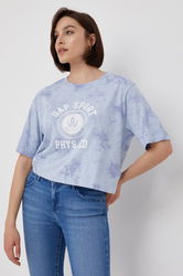 GAP Tricou Din Bumbac Dama Albastru, Model Print