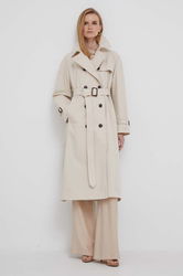 Tommy Hilfiger Trenci Din Bumbac Culoarea Bej, De Tranzitie, Oversize Dama