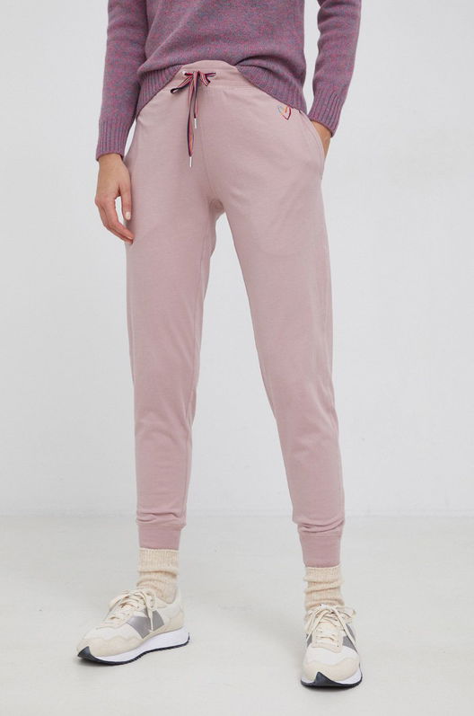 Paul Smith Pantaloni De Bumbac Femei, Cu Imprimeu Dama Roz