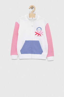United Colors Of Benetton Hanorac De Bumbac Pentru Copii Culoarea Gri, Cu Imprimeu Alb, Model Print