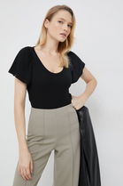 GAP Tricou Femei, Culoarea Negru Dama, Cu Elastan