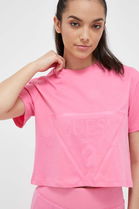 Guess Tricou Din Bumbac Culoarea Roz Dama, Model Print