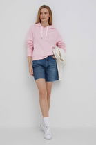 Tommy Hilfiger Hanorac De Bumbac Femei, Culoarea Roz, Cu Glugă, Cu Imprimeu Dama