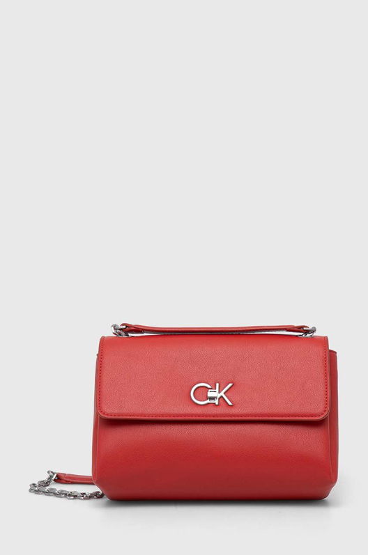Calvin Klein Poseta Culoarea Rosu Dama, Imitatie De Piele