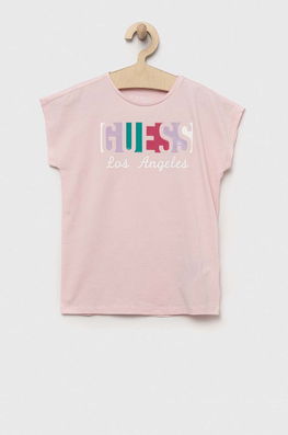 Guess Tricou Copii Culoarea Roz, Cu Elastan, Model Print