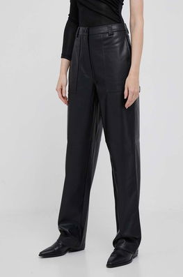 Calvin Klein Jeans Pantaloni Femei, Culoarea Negru, Lat, High Waist Dama, Panza