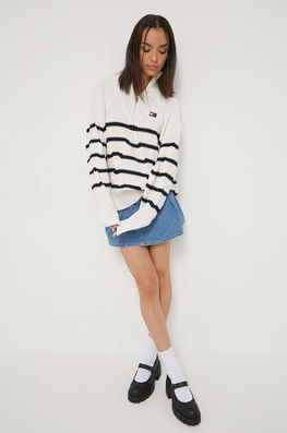 Tommy Jeans Pulover Femei, Culoarea Bej Dama