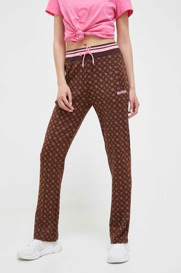 Guess Pantaloni De Trening Culoarea Maro, Modelator Dama, Tricotaj