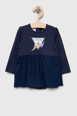 Guess Rochie Bebe Mini, Evazati Copii Albastru, Tricotaj, Model Print