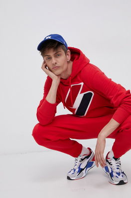 Superdry Hanorac De Bumbac Bărbați, Culoarea Rosu, Cu Imprimeu Bărbaţi