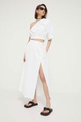 Abercrombie & Fitch Fusta Din In Culoarea Alb, Maxi, Evazati Dama, Casual