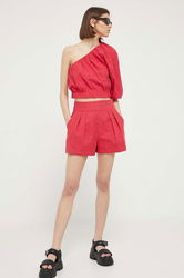 Abercrombie & Fitch Pantaloni Scurti Din In Culoarea Roz, Neted, High Waist Dama