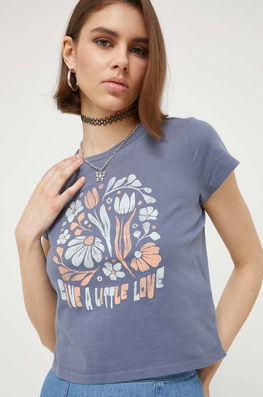 Hollister Co. Tricou Din Bumbac Culoarea Gri Dama, Model Print
