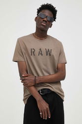 Star Raw Tricou Din Bumbac Culoarea Maro, Cu Imprimeu G-Star Raw Bărbaţi Verde, Model Print