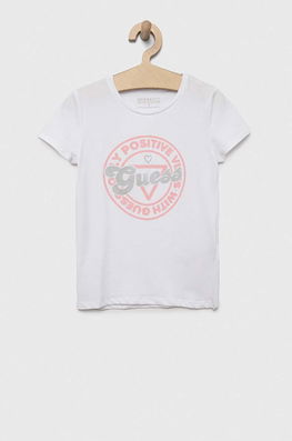 Guess Tricou Copii Culoarea Alb, Cu Elastan, Model Print