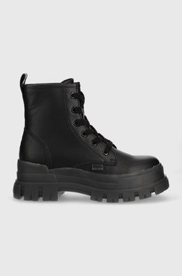 Buffalo Bocanci Aspha Rld Femei, Culoarea Negru, Cu Platforma Dama, Imitatie De Piele