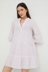 Vero Moda Rochie Din Bumbac Culoarea Alb, Mini, Evazati Dama, Casual, Model Curele