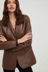 Answear Lab Sacou Culoarea Maro, Un Singur Rand De Nasturi, Neted Dama, Panza