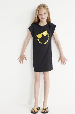 Karl Lagerfeld Rochie Fete Culoarea Negru, Mini, Drept Copii, Panza, Model Print