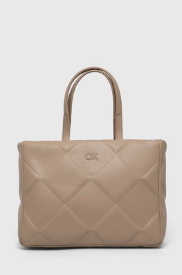 Calvin Klein Poseta Culoarea Bej Dama, Imitatie De Piele