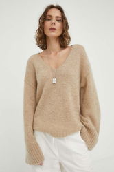 By Malene Birger Pulover Din Amestec De Lana Femei, Culoarea Bej Dama, Cu Un Amestec De Lana
