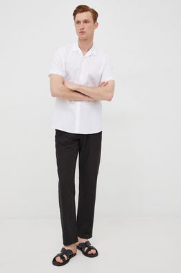 Selected Homme Camasa Din Amestec De In Barbati, Culoarea Alb, Cu Guler Clasic, Slim Bărbaţi, Cu Un Amestec De In, Casual