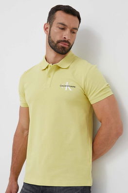 Calvin Klein Jeans Tricou Polo Barbati, Culoarea Galben, Cu Imprimeu Bărbaţi, Cu Elastan, Model Print