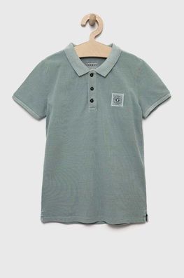 Guess Polo De Bumbac Culoarea Gri, Cu Imprimeu Copii