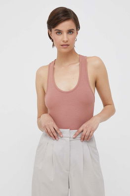 Calvin Klein Top Femei, Culoarea Portocaliu Dama, Cu Elastan