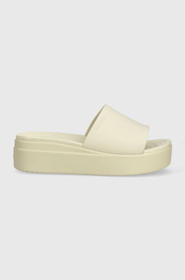 Crocs Papuci Brooklyn Slide Femei, Culoarea Bej, Toc Pana, 208728 Dama, Sintetic, Toc Coturn