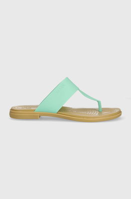 Crocs Slapi Tulum Flip Femei, Culoarea Turcoaz, Cu Toc Plat, 206752 Dama, Sintetic