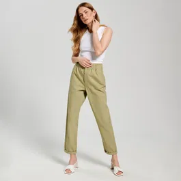 Sinsay - Blugi high waist paperbag - Verde