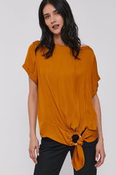 Sisley Bluză Femei, Culoarea Galben, Material Neted Dama, Casual