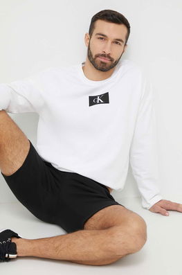Calvin Klein Underwear Hanorac Lounge Din Bumbac Culoarea Alb, Cu Imprimeu Bărbaţi, Model Print