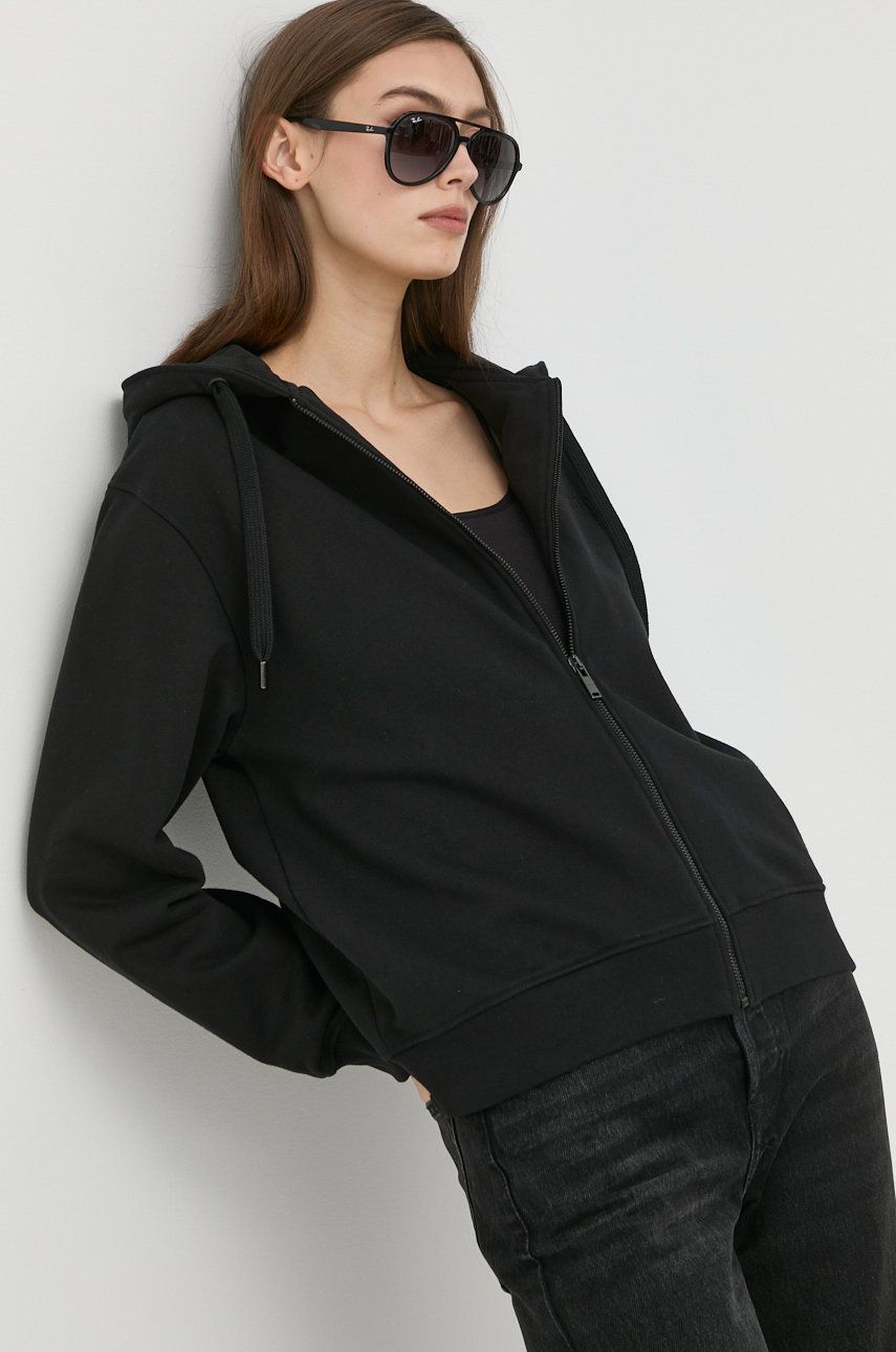 Trussardi Hanorac De Bumbac Femei, Culoarea Negru, Neted Dama