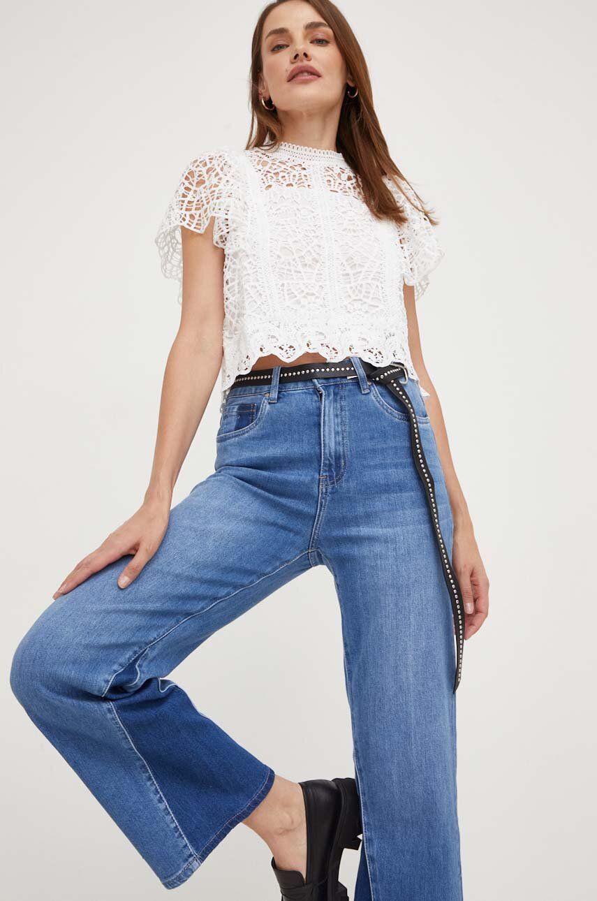 Answear Lab Bluza Din Bumbac Culoarea Alb, Neted Dama, Casual