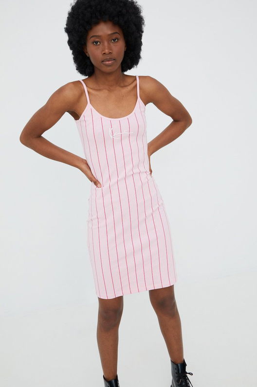 Karl Kani Rochie Culoarea Roz, Mini, Mulata Dama, Tricotaj, Casual